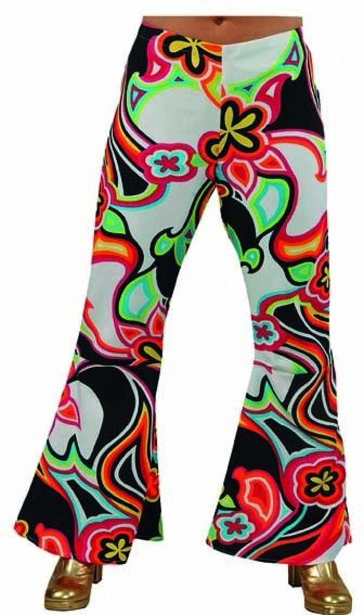 Hippie Kostuum | Drukke Hippie Broek Wijde Pijpen Vrouw | Large | Carnaval kostuum | Verkleedkleding